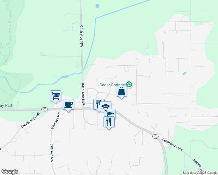 map of restaurants, bars, coffee shops, grocery stores, and more near 9104 147th Street Court Northwest in Gig Harbor