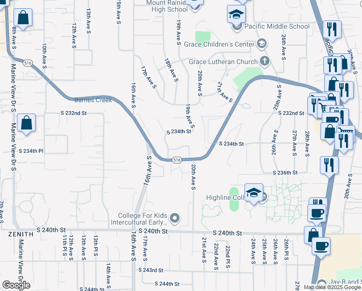 map of restaurants, bars, coffee shops, grocery stores, and more near 1739 South 234th Street in Des Moines