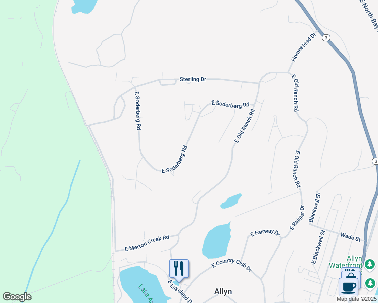 map of restaurants, bars, coffee shops, grocery stores, and more near 221 East Soderberg Road in Mason County