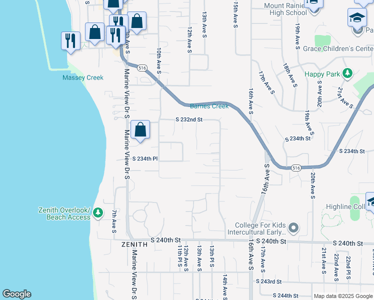 map of restaurants, bars, coffee shops, grocery stores, and more near 1132 South 233rd Place in Des Moines