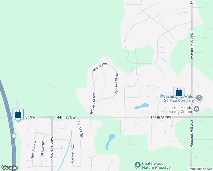 map of restaurants, bars, coffee shops, grocery stores, and more near 14707 48th Avenue Northwest in Gig Harbor