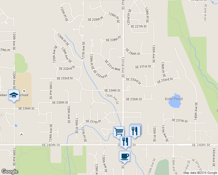 map of restaurants, bars, coffee shops, grocery stores, and more near 13012 Southeast 234th Street in Kent