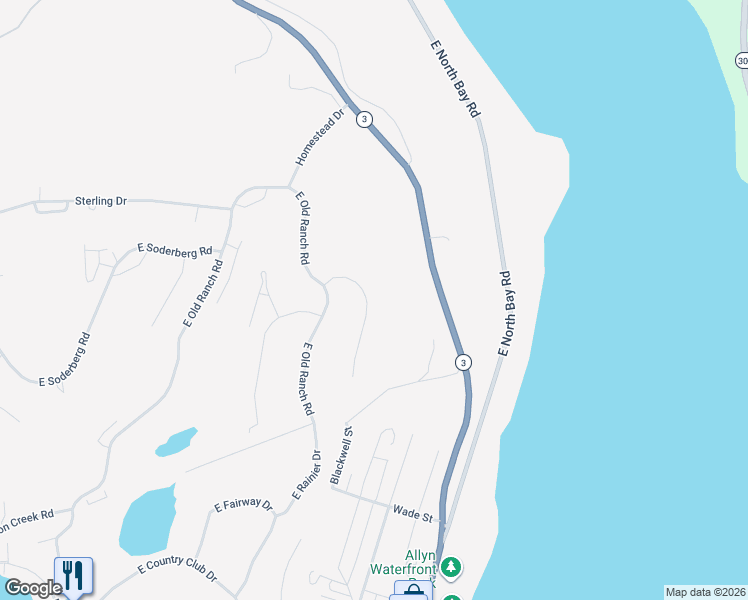 map of restaurants, bars, coffee shops, grocery stores, and more near 211 East Rainier Court in Mason County