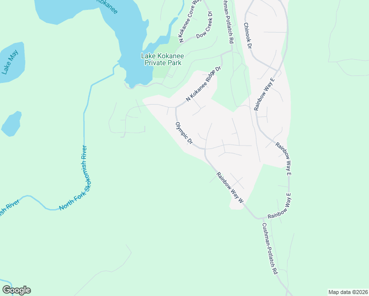 map of restaurants, bars, coffee shops, grocery stores, and more near 261 North Olympic Way in Hoodsport