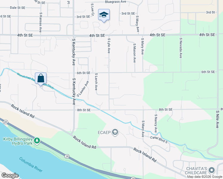 map of restaurants, bars, coffee shops, grocery stores, and more near 698 South Lyle Avenue in East Wenatchee
