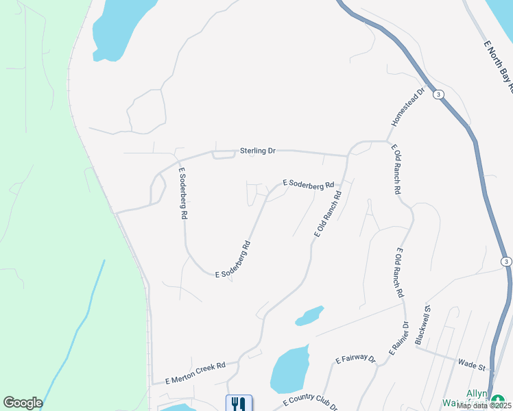 map of restaurants, bars, coffee shops, grocery stores, and more near 160 East Soderberg Road in Allyn-Grapeview