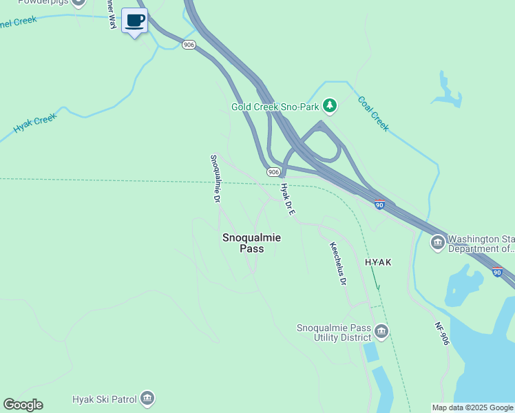 map of restaurants, bars, coffee shops, grocery stores, and more near 21 Kitzbuhel Place in Snoqualmie Pass