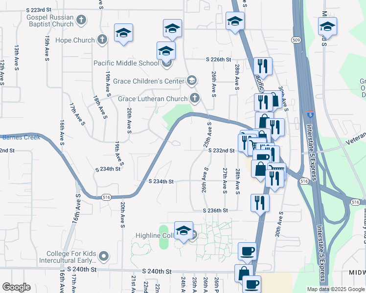 map of restaurants, bars, coffee shops, grocery stores, and more near 2331 South Pinebrook Lane in Des Moines