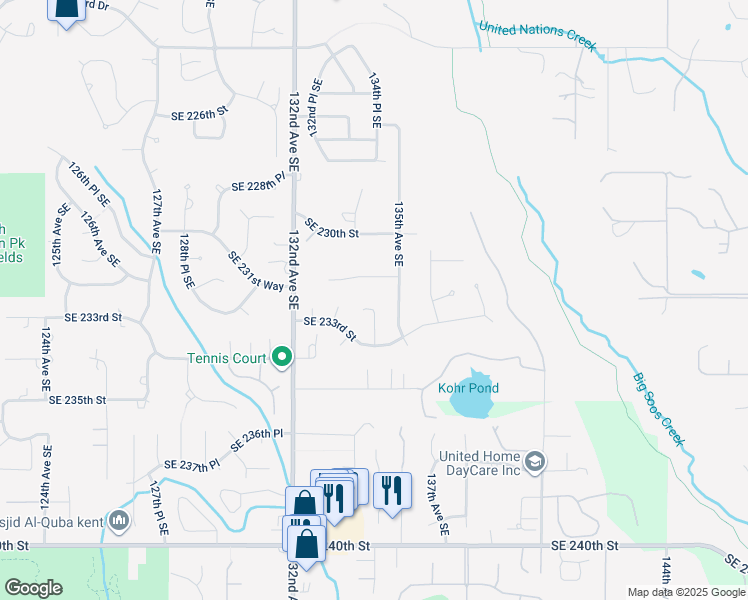 map of restaurants, bars, coffee shops, grocery stores, and more near 13366 Southeast 232nd Place in Kent