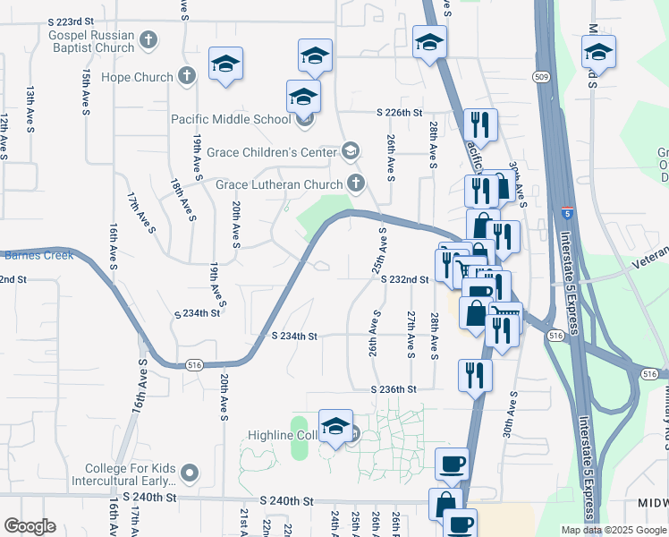 map of restaurants, bars, coffee shops, grocery stores, and more near 2331 South Pinebrook Lane in Des Moines