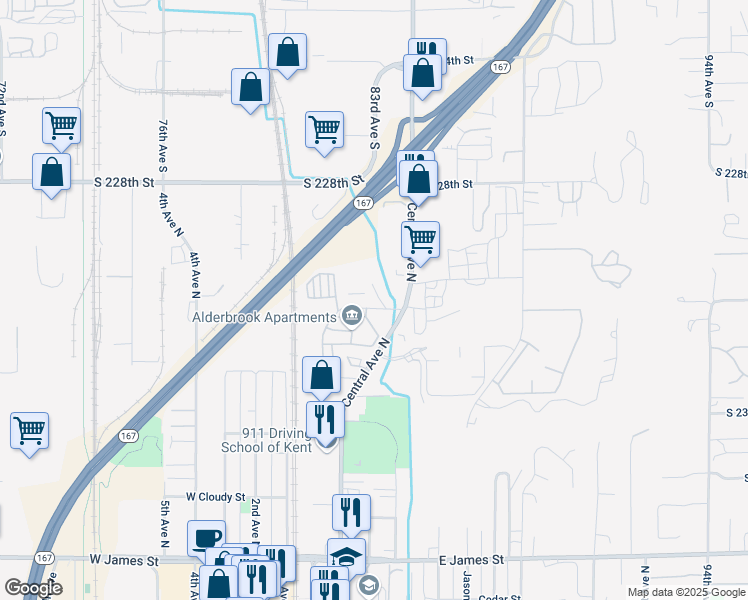 map of restaurants, bars, coffee shops, grocery stores, and more near 425B Novak Lane in Kent