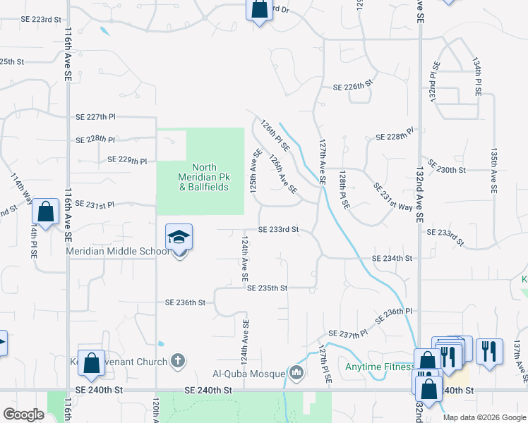 map of restaurants, bars, coffee shops, grocery stores, and more near 23206 125th Avenue Southeast in Kent