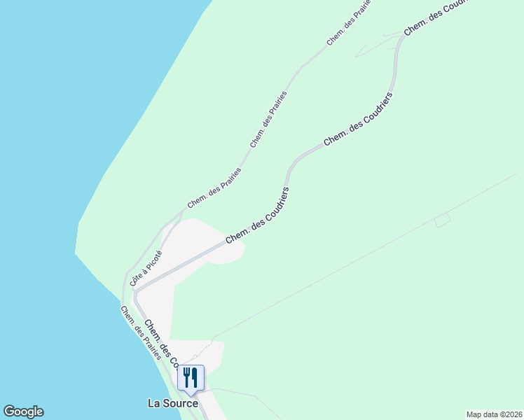 map of restaurants, bars, coffee shops, grocery stores, and more near 1532 Chemin des Coudriers in Capitale-Nationale