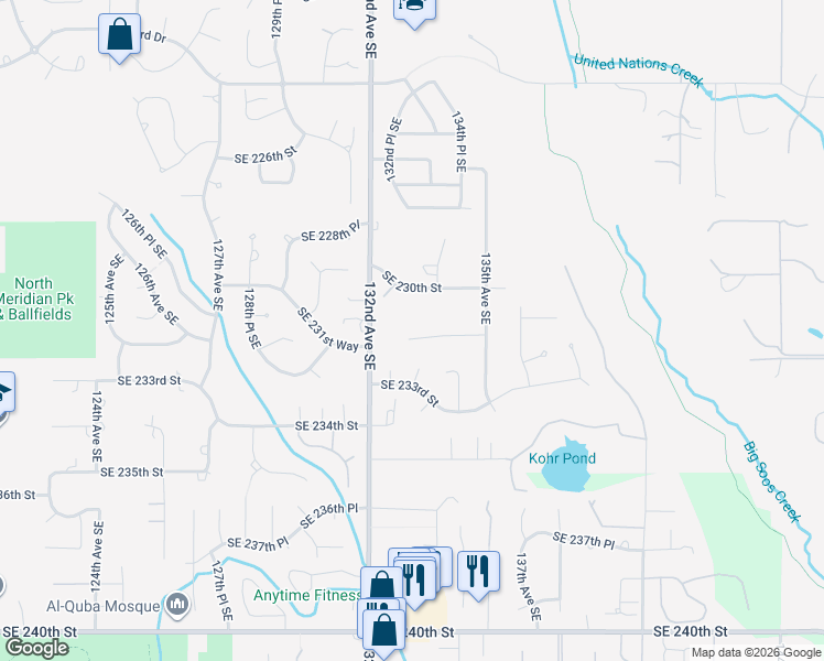 map of restaurants, bars, coffee shops, grocery stores, and more near 13240 Southeast 231st Street in Kent