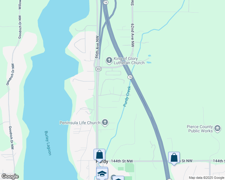 map of restaurants, bars, coffee shops, grocery stores, and more near 6315 151st Street Northwest in Gig Harbor