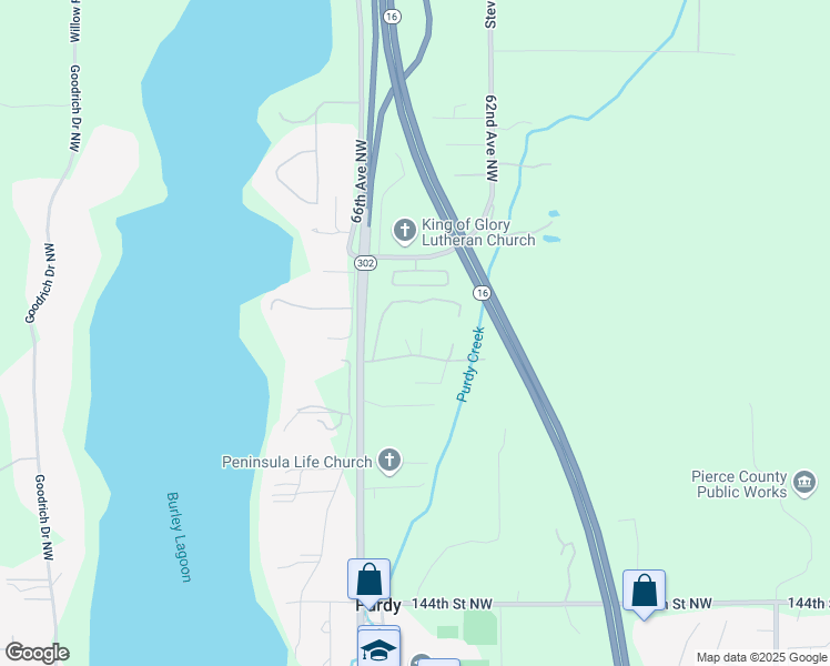 map of restaurants, bars, coffee shops, grocery stores, and more near 6405 151st Street Northwest in Gig Harbor
