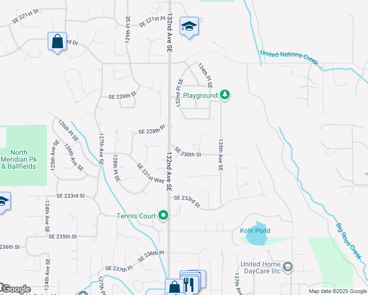 map of restaurants, bars, coffee shops, grocery stores, and more near 22818 132nd Avenue Southeast in Kent