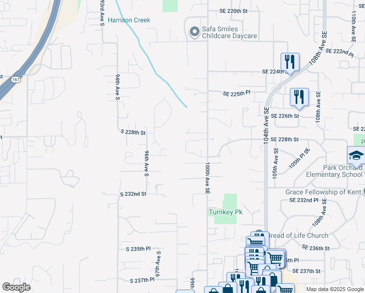 map of restaurants, bars, coffee shops, grocery stores, and more near 22827 98th Place South in Kent