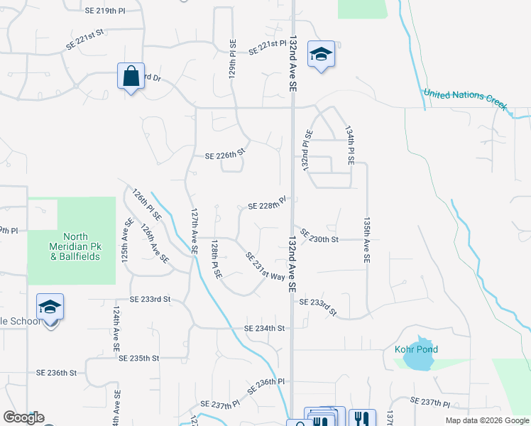 map of restaurants, bars, coffee shops, grocery stores, and more near 12925 Southeast 228th Place in Kent