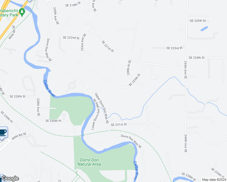 map of restaurants, bars, coffee shops, grocery stores, and more near 23625 Southeast 225th Street in Maple Valley