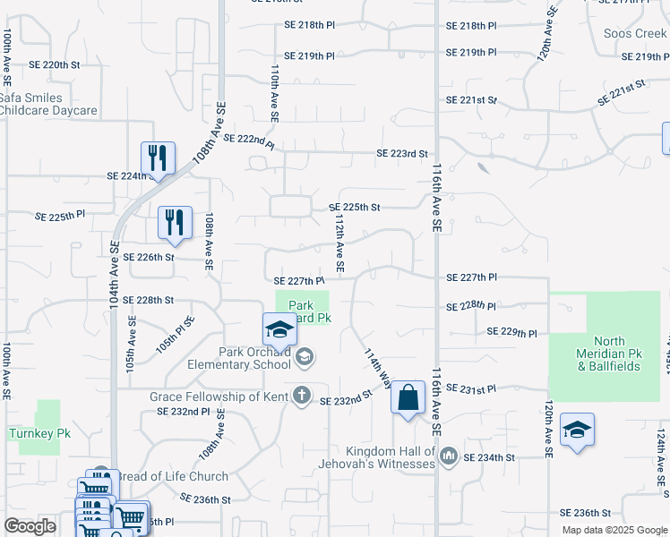 map of restaurants, bars, coffee shops, grocery stores, and more near 22627 112th Avenue Southeast in Kent