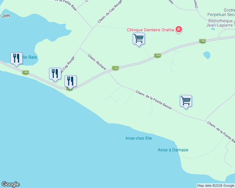 map of restaurants, bars, coffee shops, grocery stores, and more near 36 Chemin Avila in Havre-aux-Maisons