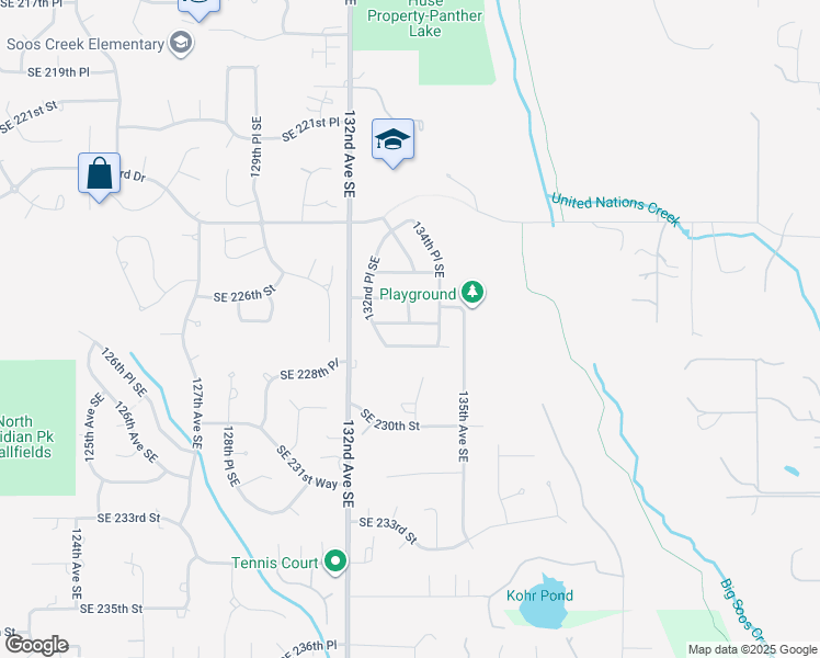 map of restaurants, bars, coffee shops, grocery stores, and more near 13303 Southeast 227th Street in Kent