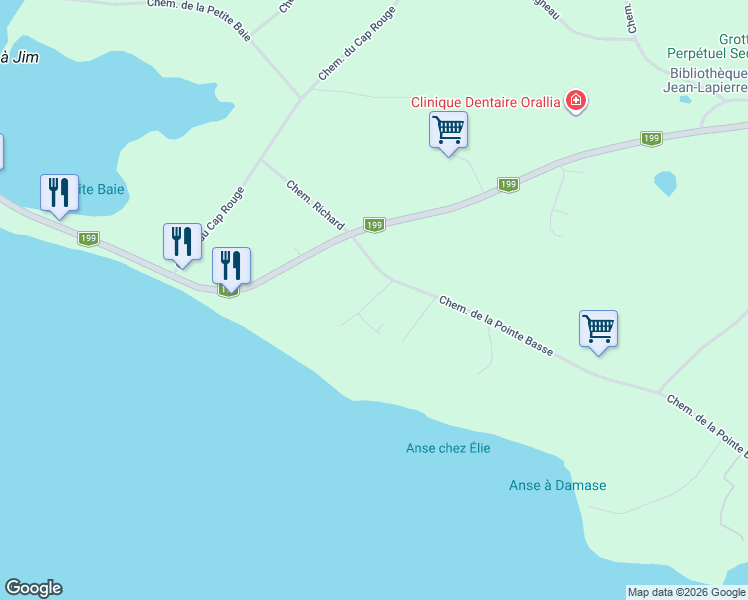 map of restaurants, bars, coffee shops, grocery stores, and more near 36 Chemin Avila in Havre-aux-Maisons