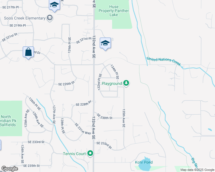 map of restaurants, bars, coffee shops, grocery stores, and more near 13303 Southeast 227th Street in Kent