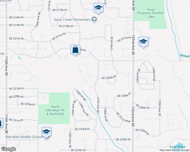 map of restaurants, bars, coffee shops, grocery stores, and more near 12617 Southeast 226th Street in Kent