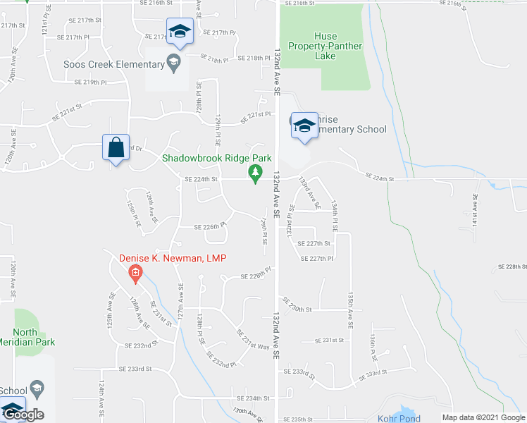 map of restaurants, bars, coffee shops, grocery stores, and more near 22644 129th Place Southeast in Kent