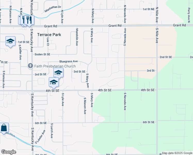 map of restaurants, bars, coffee shops, grocery stores, and more near 2117 S Melody Ln in East Wenatchee