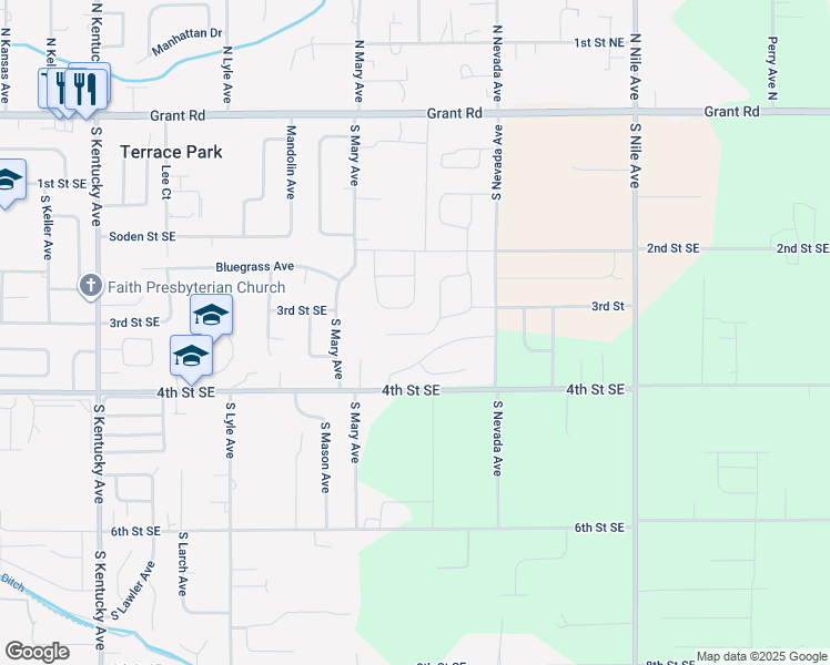 map of restaurants, bars, coffee shops, grocery stores, and more near S Melody Ln in Douglas County