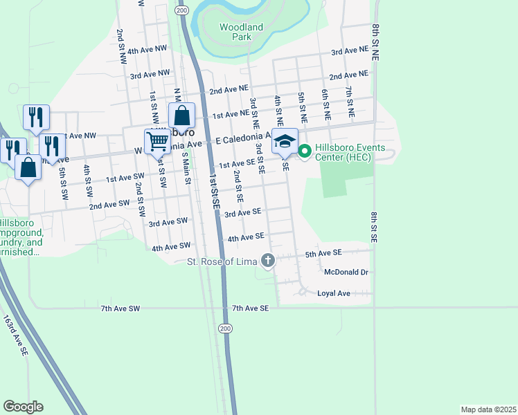 map of restaurants, bars, coffee shops, grocery stores, and more near 300-398 3rd Street Southeast in Hillsboro