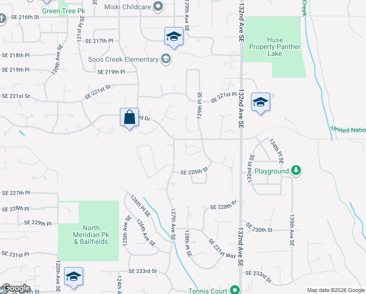 map of restaurants, bars, coffee shops, grocery stores, and more near 12803 Southeast 225th Court in Kent