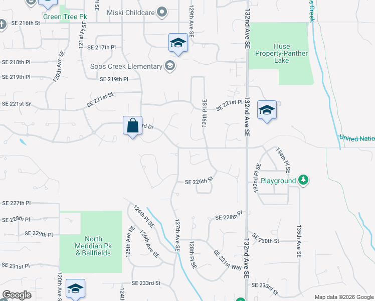 map of restaurants, bars, coffee shops, grocery stores, and more near 12803 Southeast 225th Court in Kent