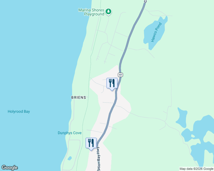 map of restaurants, bars, coffee shops, grocery stores, and more near 283 Conception Bay Highway in Conception Bay South