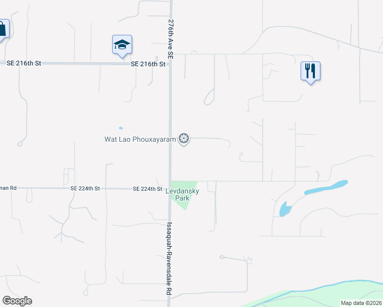 map of restaurants, bars, coffee shops, grocery stores, and more near 22218 276th Avenue Southeast in Maple Valley