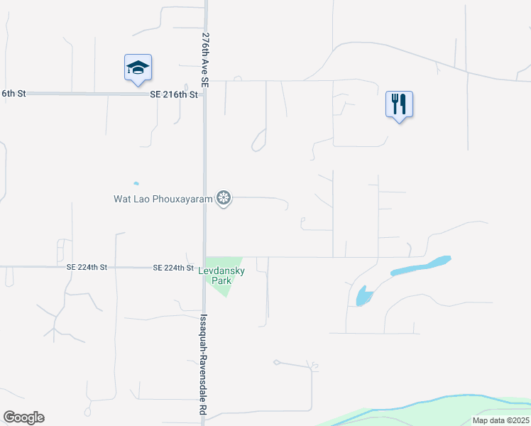 map of restaurants, bars, coffee shops, grocery stores, and more near 28027 Southeast 221st Street in Maple Valley