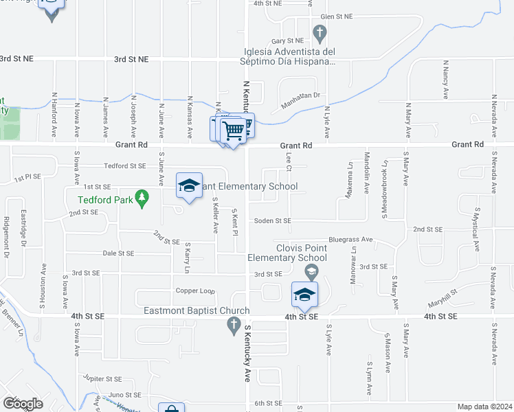 map of restaurants, bars, coffee shops, grocery stores, and more near 1702 1st Street Southeast in East Wenatchee