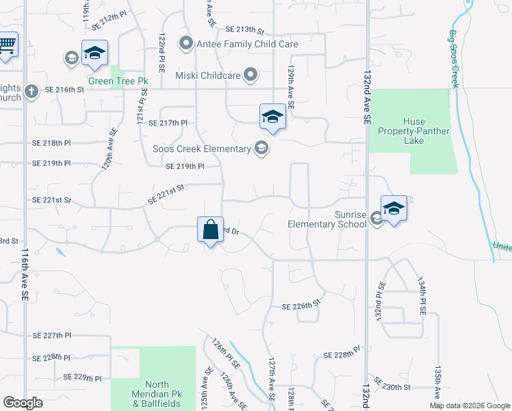 map of restaurants, bars, coffee shops, grocery stores, and more near 22231 126th Place Southeast in Kent