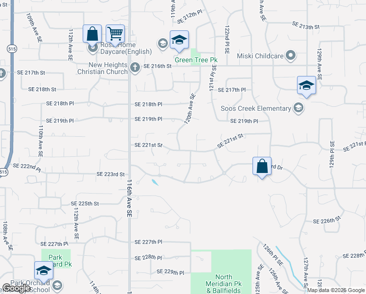 map of restaurants, bars, coffee shops, grocery stores, and more near 22006 120th Avenue Southeast in Kent