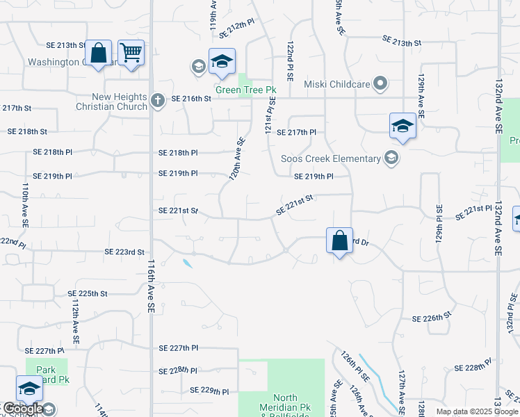 map of restaurants, bars, coffee shops, grocery stores, and more near 12029 Southeast 220th Place in Kent