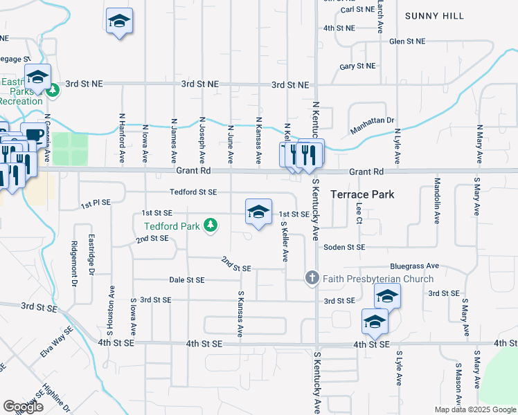 map of restaurants, bars, coffee shops, grocery stores, and more near 1456 Tedford Street Southeast in East Wenatchee