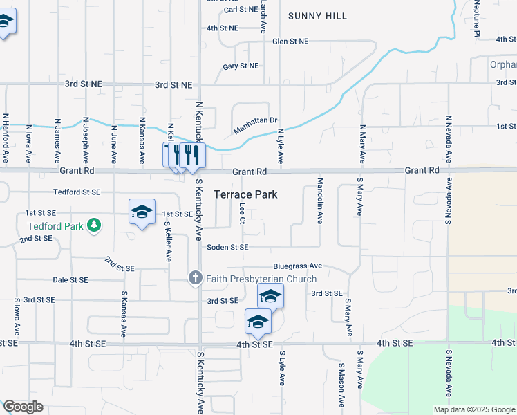 map of restaurants, bars, coffee shops, grocery stores, and more near 1810 1st Street Southeast in East Wenatchee