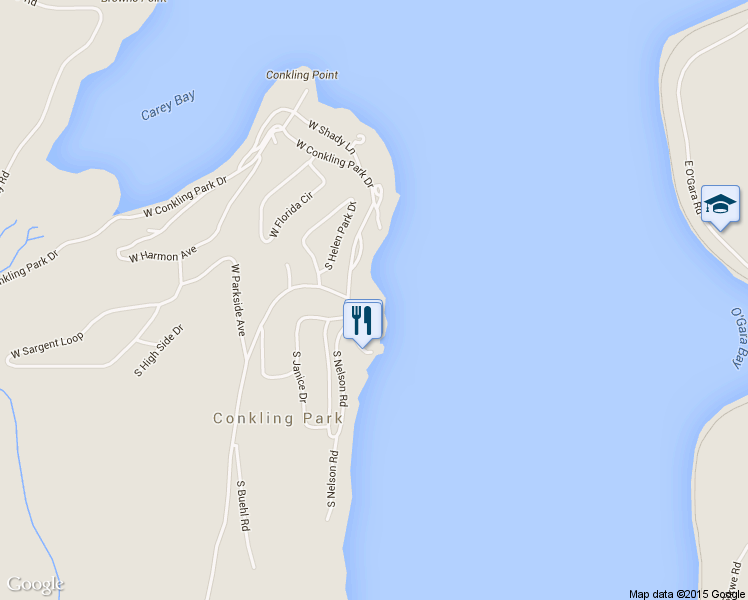 map of restaurants, bars, coffee shops, grocery stores, and more near 41 West Conkling Park Drive in Worley