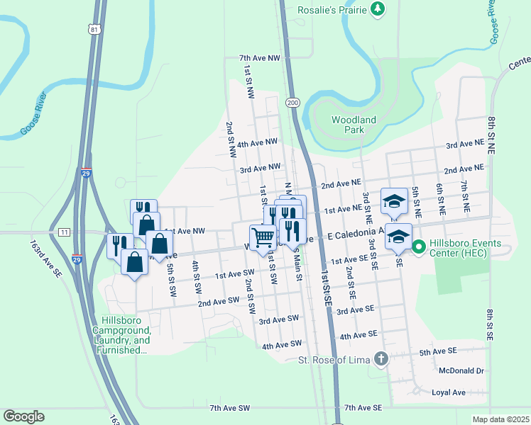 map of restaurants, bars, coffee shops, grocery stores, and more near 111 1st Street Northwest in Hillsboro