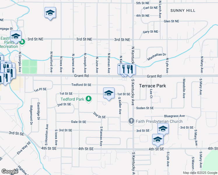 map of restaurants, bars, coffee shops, grocery stores, and more near 1456 Tedford Street Southeast in East Wenatchee