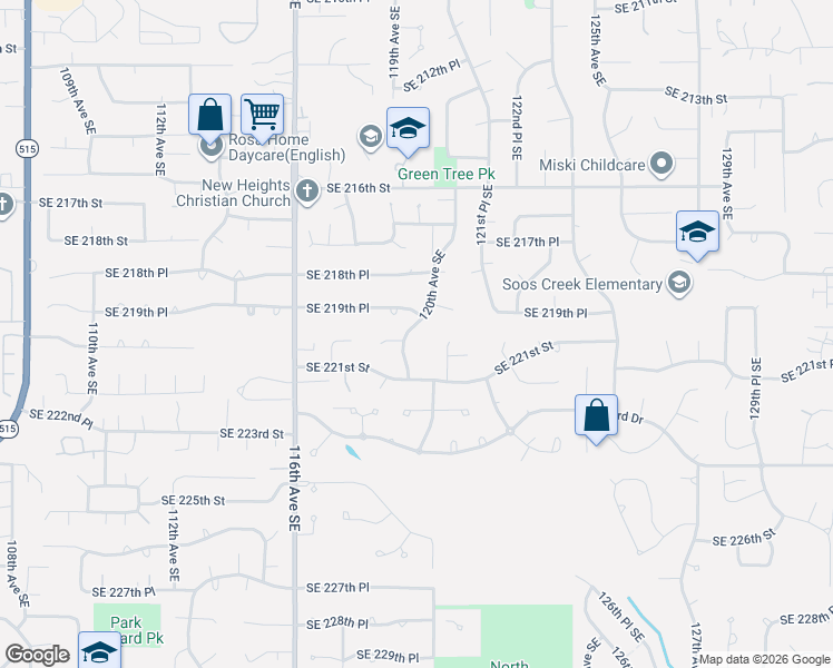 map of restaurants, bars, coffee shops, grocery stores, and more near 22006 120th Avenue Southeast in Kent