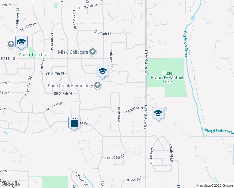 map of restaurants, bars, coffee shops, grocery stores, and more near 22007 129th Place Southeast in Kent